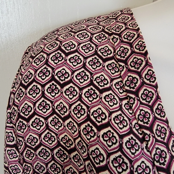 Joie 100% Silk Mauve Black Cream Printed V Neck Long Sleeve Blouse Luxury Small - Picture 6 of 13